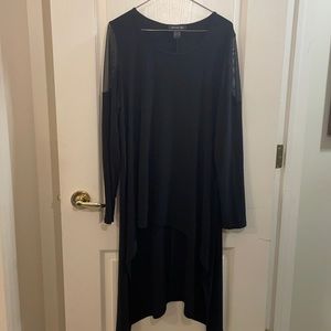 Michael Tyler black tunic dress w. mesh shldr accents and coattails.  Size XL.